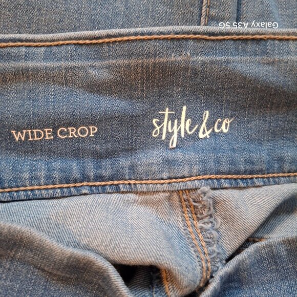 Style & Co Womens Wide Crop Jeans Blue Denim Size 16 Boho Classic - Picture 6 of 9